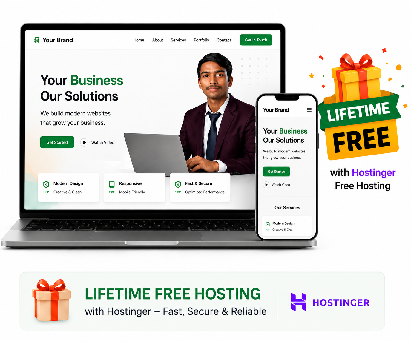 Smartphone showing a professional, mobile-responsive DevoIndia business website